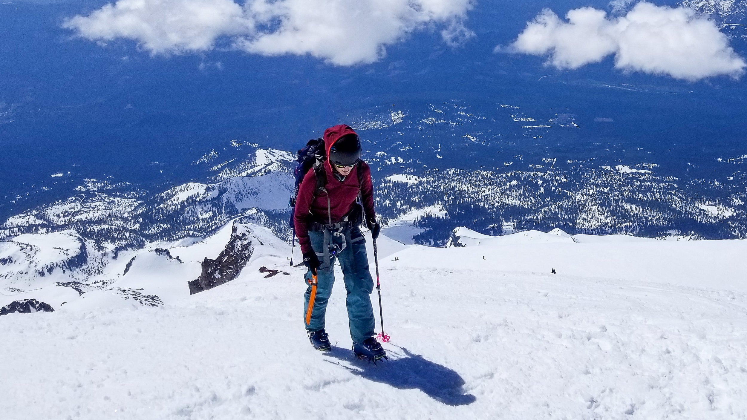 Mt Shasta Climber reaching the top of Avalanche Gulch
