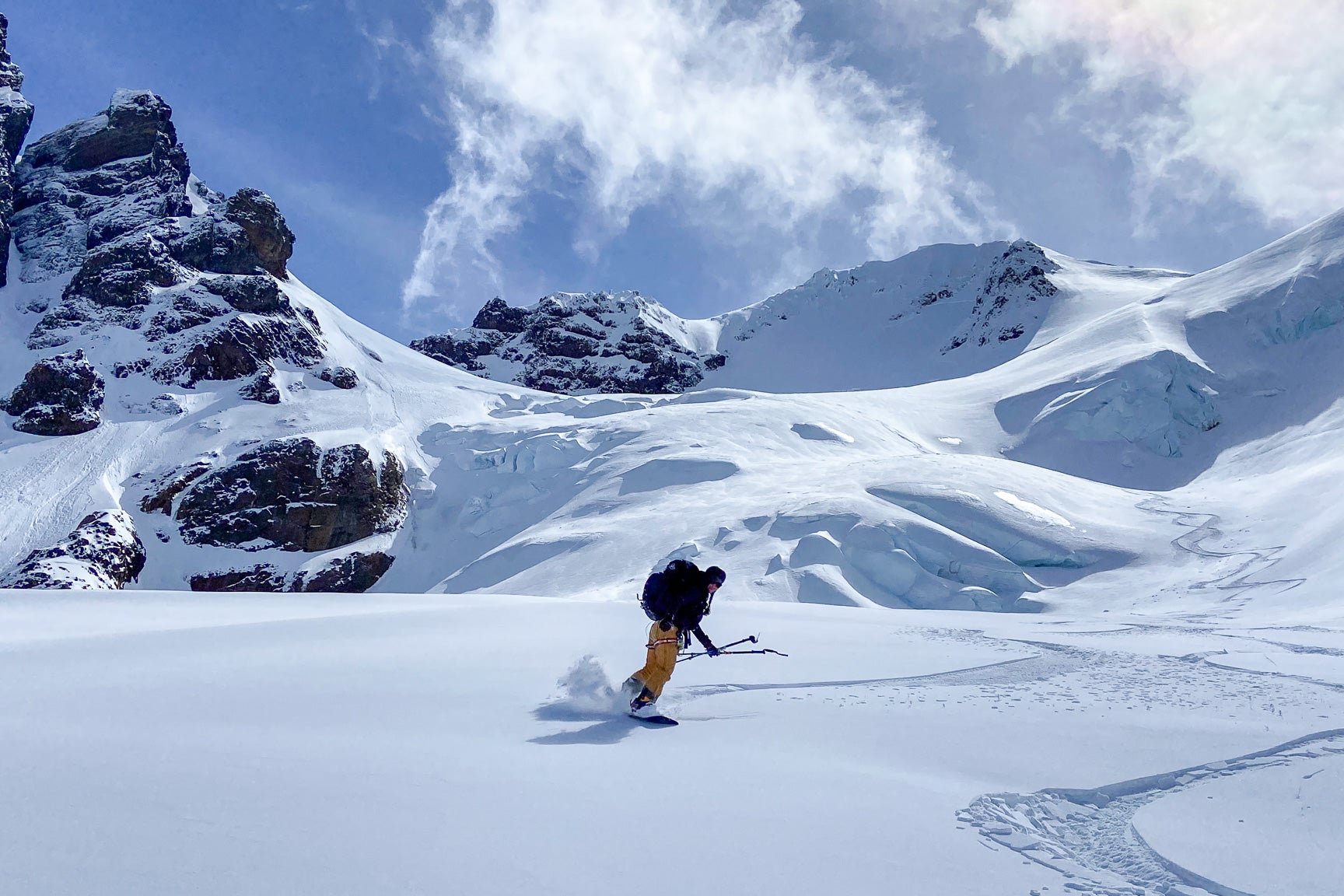 riding powder with a ski guide on the Thunder Glacier of Mt Baker