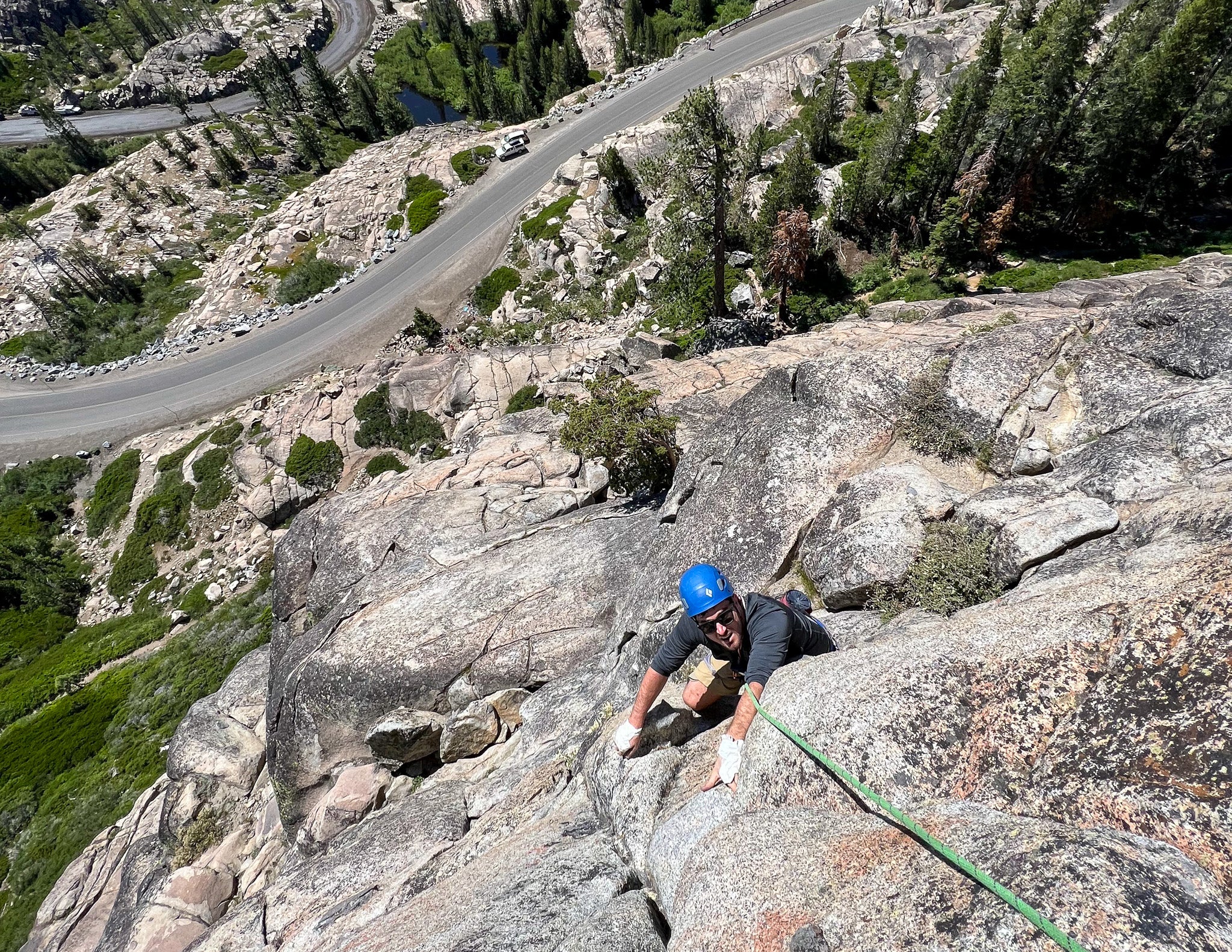 Rock climbing in Tahoe on Donner summit with an AMGA Rock climbing guide