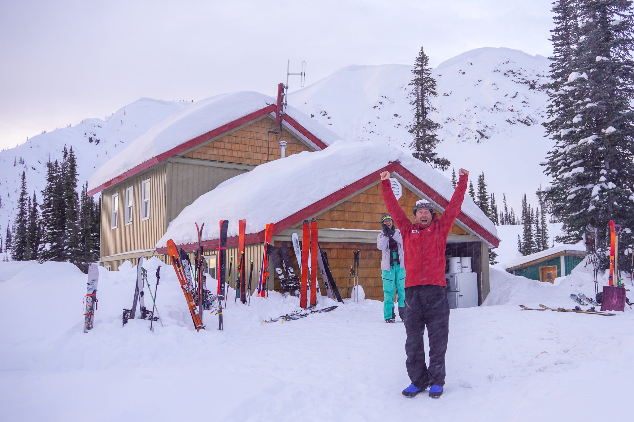 Arriving at a backcountry ski Lodge in British Columbia