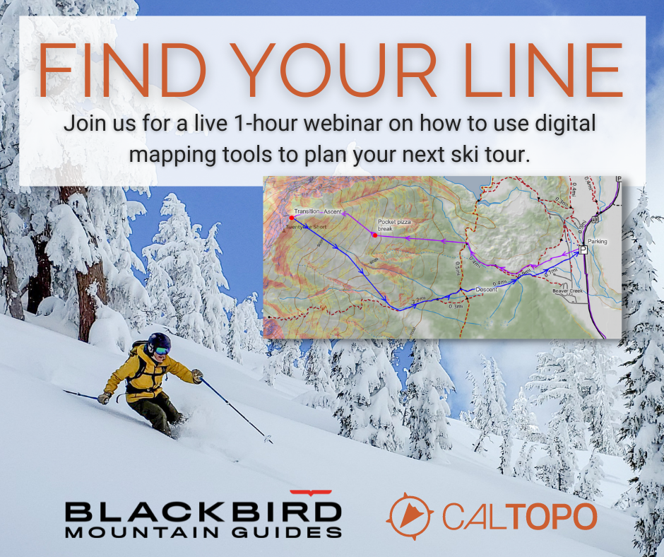 Digital Mapping using caltopo to plan backcountry ski and snowboard trips with IFMGA guide Zeb Blais