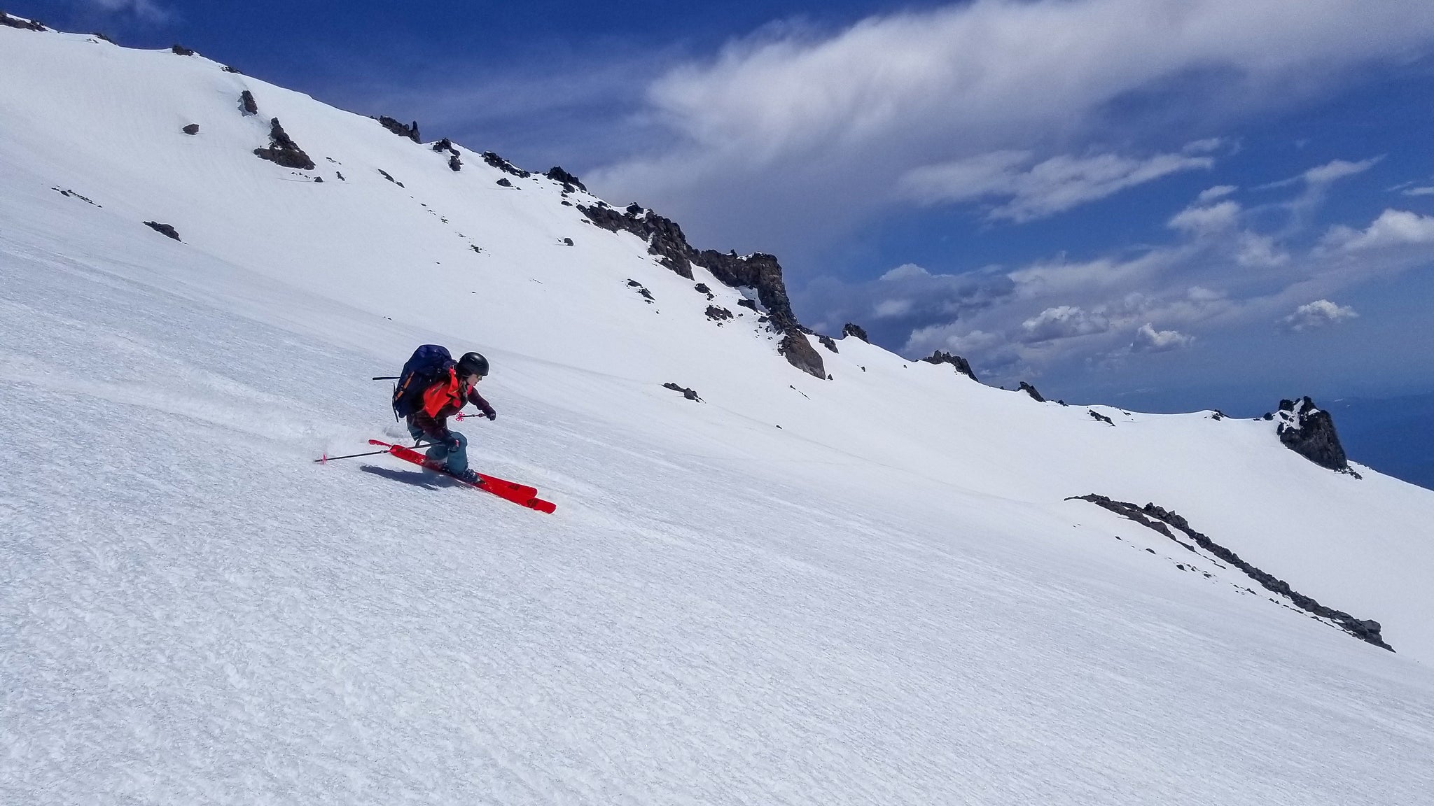 Ski Mountaineers approaching the summit of Mount Shasta