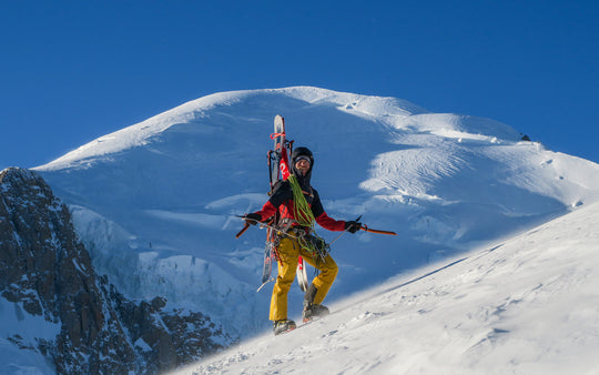 A ski mountaineer on Mont Blanc with a guide