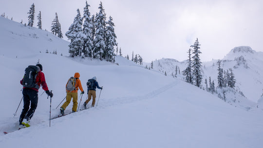 Backcountry skiing in Bagley Lakes Area in the Mt Baker backcountry.